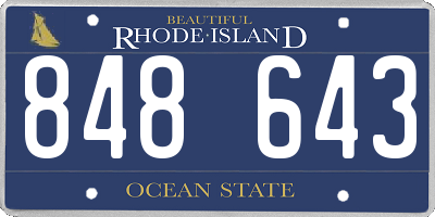 RI license plate 848643
