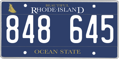 RI license plate 848645