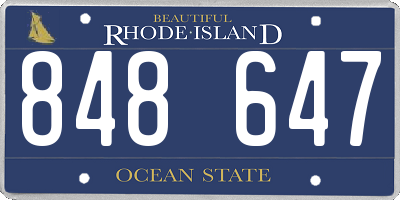 RI license plate 848647