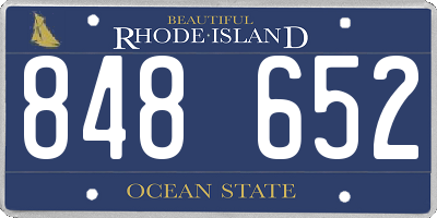 RI license plate 848652