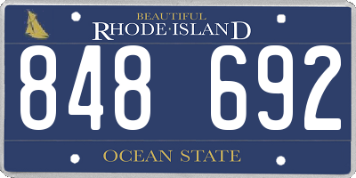 RI license plate 848692