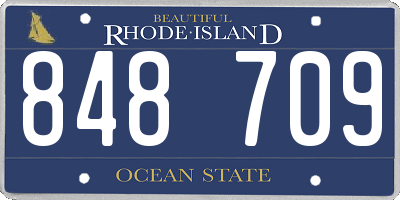 RI license plate 848709