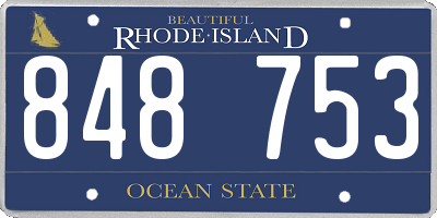 RI license plate 848753