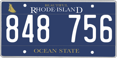 RI license plate 848756