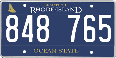 RI license plate 848765