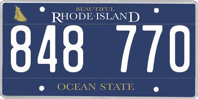 RI license plate 848770