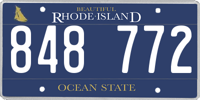 RI license plate 848772