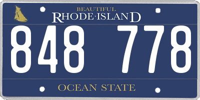 RI license plate 848778