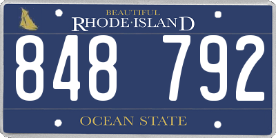 RI license plate 848792