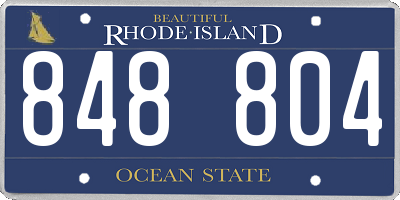 RI license plate 848804