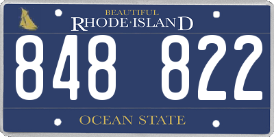 RI license plate 848822