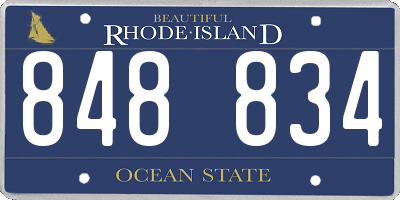 RI license plate 848834