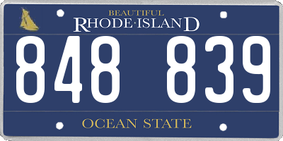 RI license plate 848839