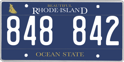 RI license plate 848842