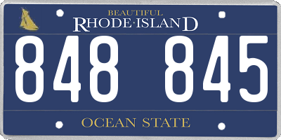 RI license plate 848845