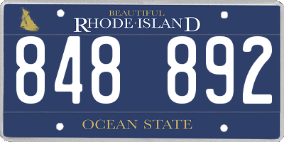 RI license plate 848892