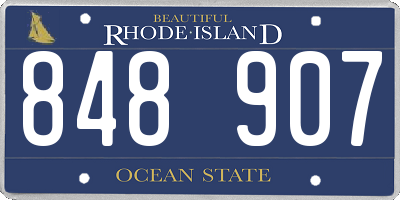 RI license plate 848907