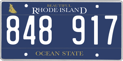 RI license plate 848917