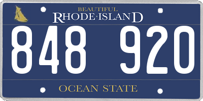 RI license plate 848920
