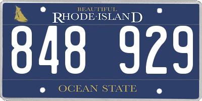 RI license plate 848929