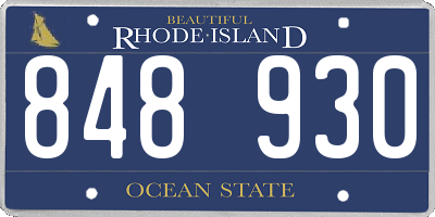 RI license plate 848930