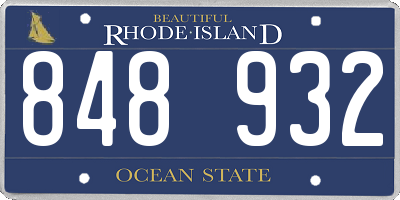 RI license plate 848932
