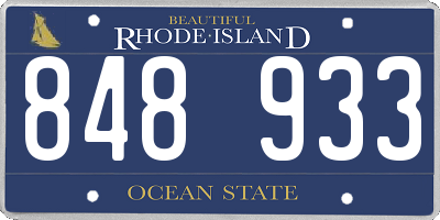 RI license plate 848933