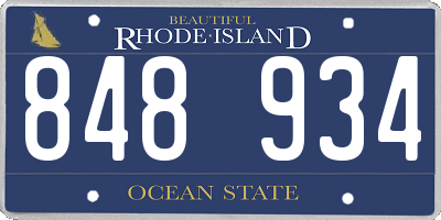 RI license plate 848934
