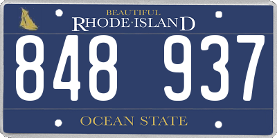 RI license plate 848937