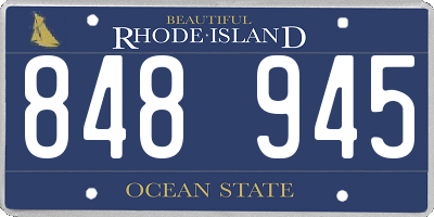 RI license plate 848945