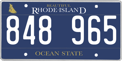 RI license plate 848965