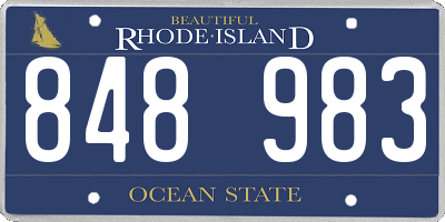 RI license plate 848983