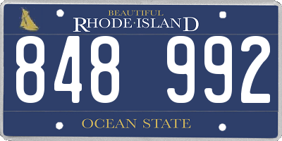 RI license plate 848992