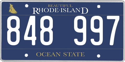RI license plate 848997