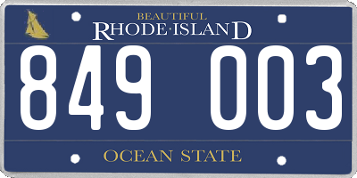 RI license plate 849003