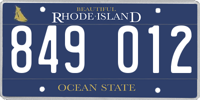 RI license plate 849012