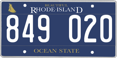 RI license plate 849020