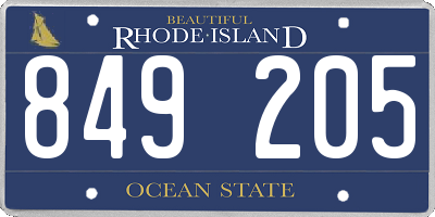 RI license plate 849205