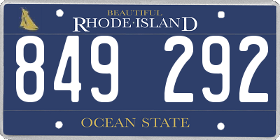 RI license plate 849292