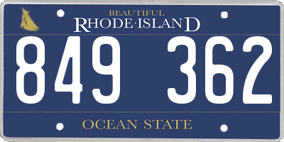 RI license plate 849362