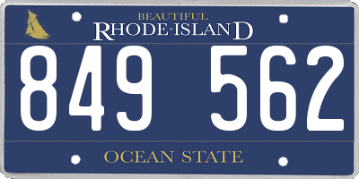 RI license plate 849562