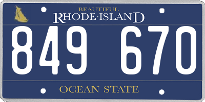 RI license plate 849670