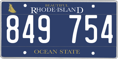 RI license plate 849754