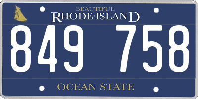 RI license plate 849758