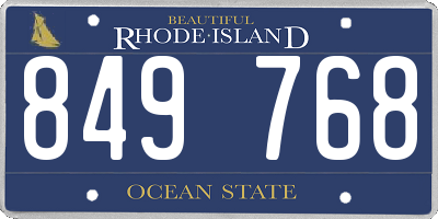 RI license plate 849768