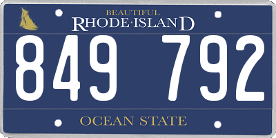 RI license plate 849792