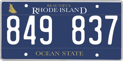 RI license plate 849837