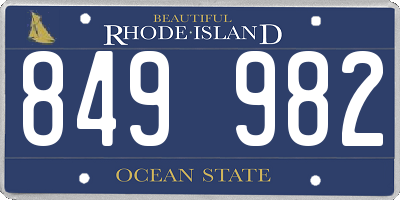 RI license plate 849982