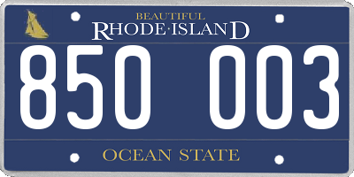 RI license plate 850003