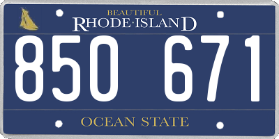 RI license plate 850671